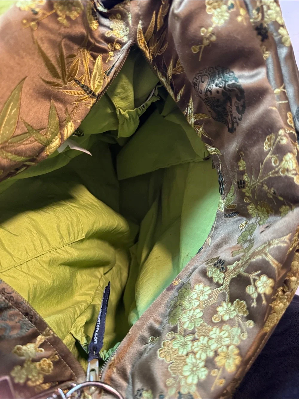 Petunia Pickle Bottom olive and lime floral crossbody diaperbag